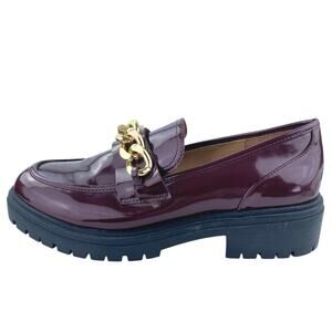 NEW INC International Concepts Burgandy Chain Platform Slip On Loafers Shoes 10M